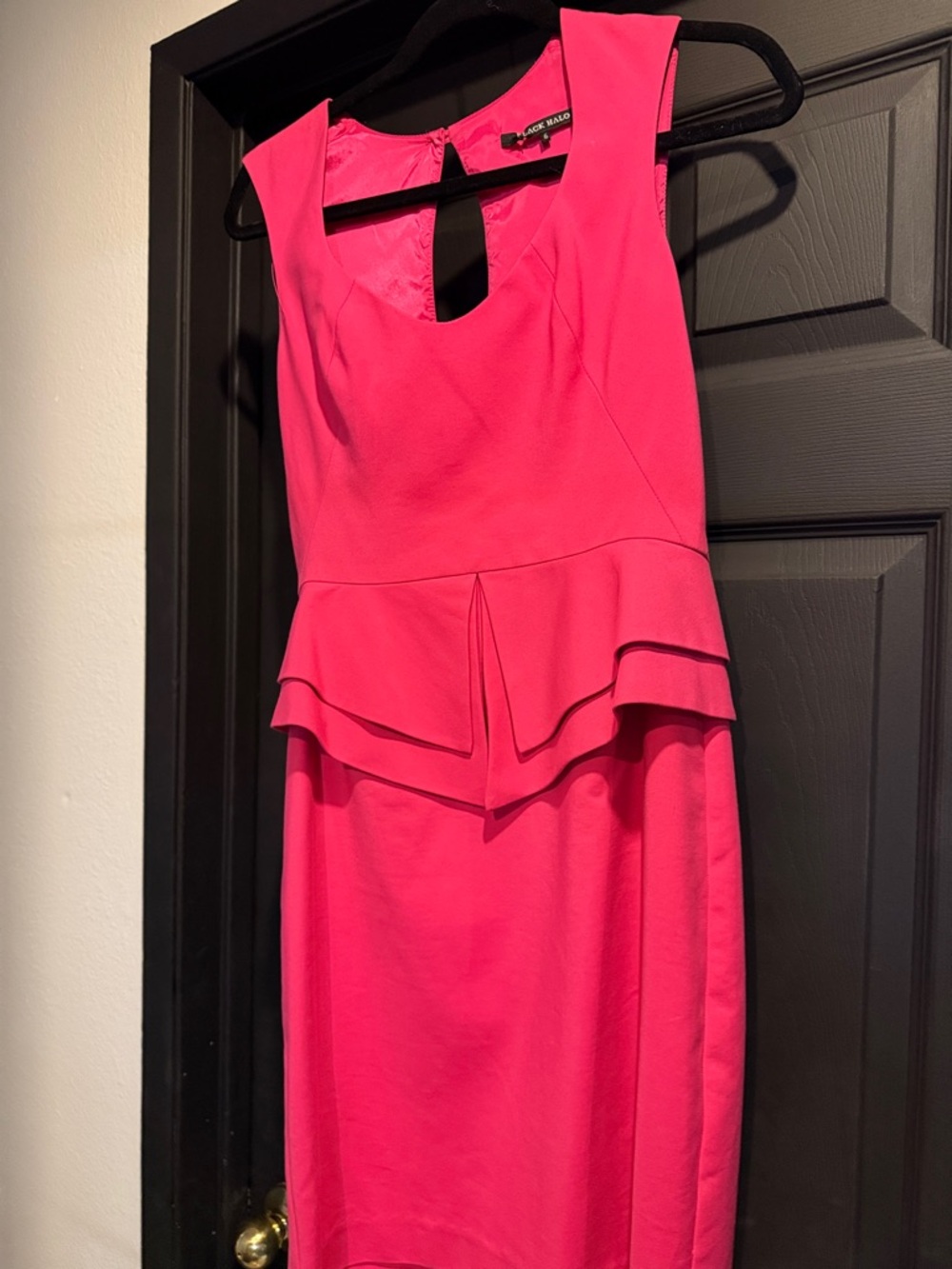 Black halo Pink Peplum Sheath Dress